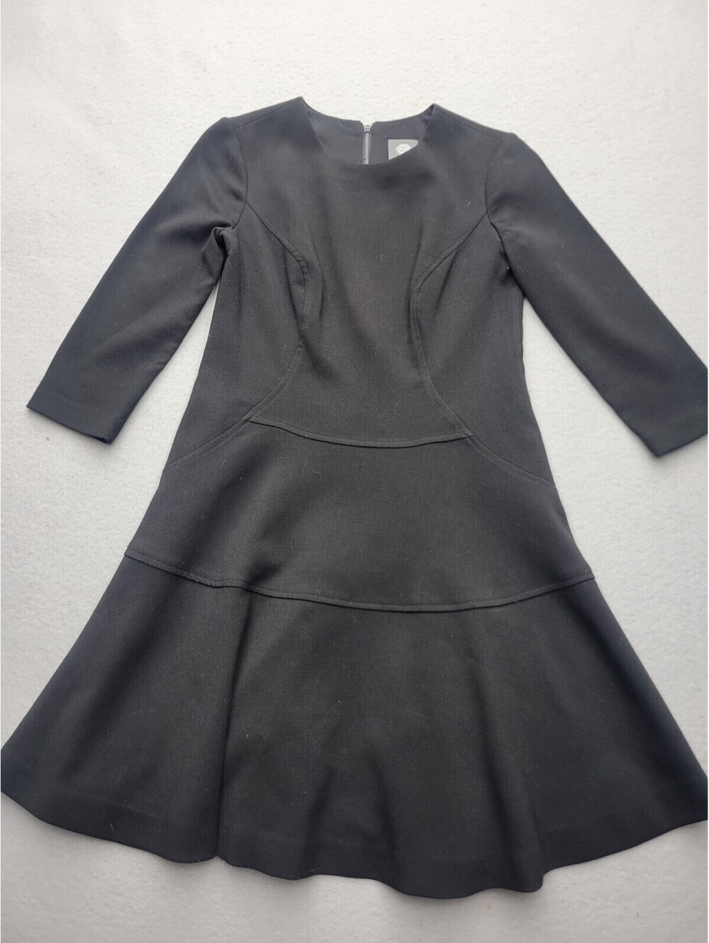 Vince Camuto Women's Dress Size 2 Black Drop Waist Mini 3/4 Sleeve Solid Casual
